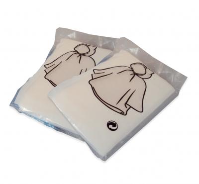 Disposable rain ponchos with printed card
